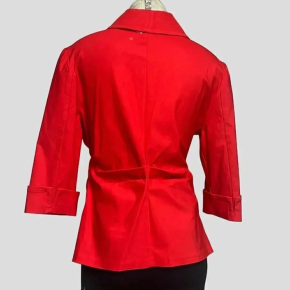 NWT Joseph Ribkoff Ruched Red Front Collared Zipper Jacket - Picture 2 of 14